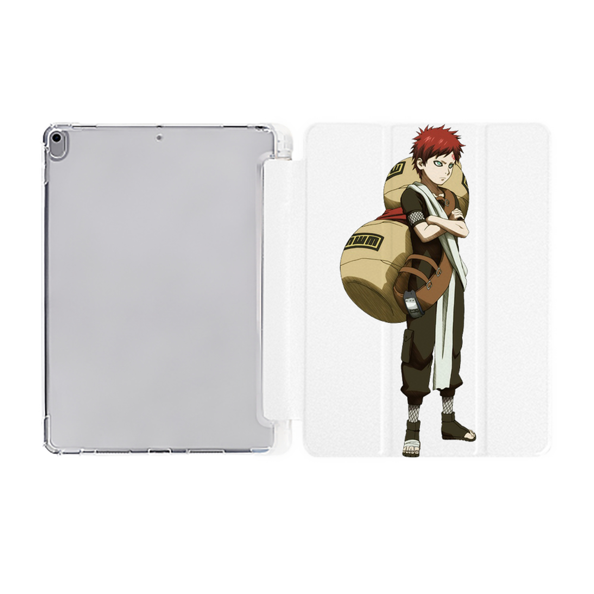 （画像用） NARUTO -ナルト- ガアラ Gaara IPad ケース ペン収納付き 三つ折りスタンド PUレザー×シリコン 対応機種9.5/10.5/10.9インチ